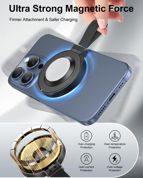 Meifigno Magnetic Wireless Charger (Plug to use), Fast Charging Pad with Kickstand, Mag Safe Wireless Charger with USB C Cable for iPhone 15/14/13...