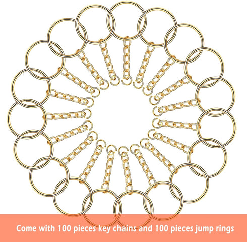 Key Chains 100Pcs Key Chain Rings Kit with Open Jump Ring & Screw Eye Pins,Keychain Accessories for Jewelry Crafts Keychains Making Supplies...