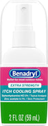 Benadryl Extra Strength Anti-Itch Cooling Spray, Diphenhydramine HCI Topical Analgesic and Zinc Acetate Skin Protectant for Fast Relief from Most ...