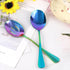 4 Pieces Colorful Serving Spoons Set, Include 2 Large Serving Spoon And 2 Slotted Spoons, Rainbow Color Style Stainless Steel Serving Utensils for...