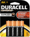DURACELL MN1500B4Z CopperTop Alkaline Batteries with Duralock Power Preserve Technology, AA, 4/Pk...