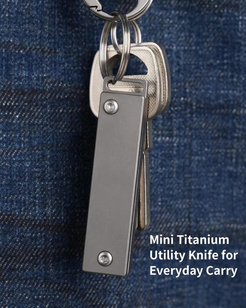 TKK1 Mini Titanim Pocket Knife, EDC Utility Knife with Key Ring, Lockable Folding Knife with D2 Steel Blade, Cool EDC Tool for Camping, Hiking and...