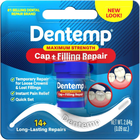 Dentemp Maximum Strength Loose Cap and Lost Filling Repair - Dental Repair Kit for Instant Pain Relief (Pack of 2)...