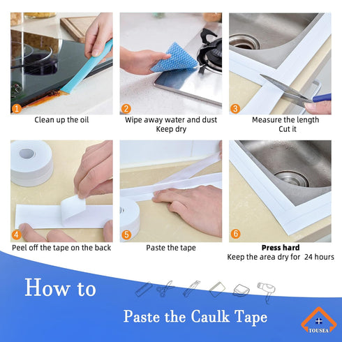White Caulk Tape for Bath & Kitchen,Caulking Tape for Bathroom Caulking White Self Adhesive Caulk Strip,tub Surround,Toilet Bowl Stick on Gel,Kitc...