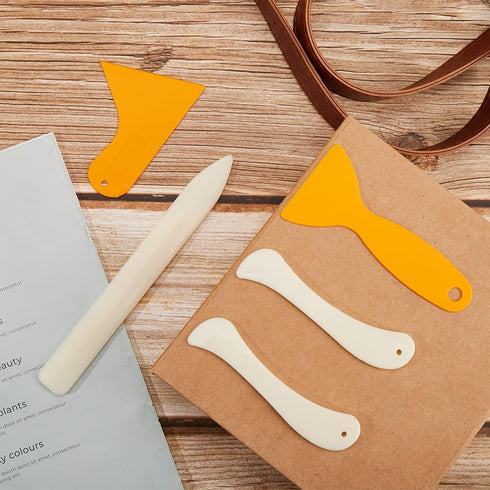 GORGECRAFT 2 Sets Bone Folder Paper Creaser Set Folding Scoring Burnishing Crafting Scrapbooking Origami Tools with 2pcs Scrapper for DIY Bookbind...