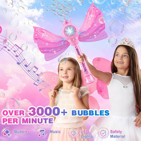 Bubble Wands for Kids Toys for 3 4 5 6 Years Old Girls: Light Up Bubble Wand Outdoor Toys for Girls Ages 4-8 Bubble Party Favors for Kids 4 Year O...