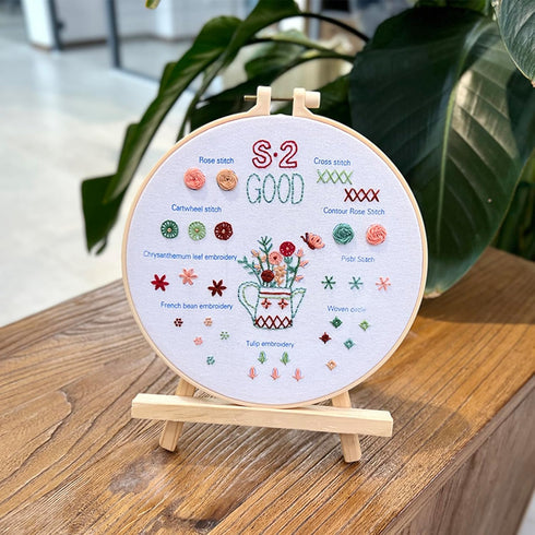 CDThinkingU 3 Sets Flower Embroidery Kit for Beginners with Pattern and Instructions, Lu Embroidery Cross Stitch Stitches Practice Kits with Hoop,...