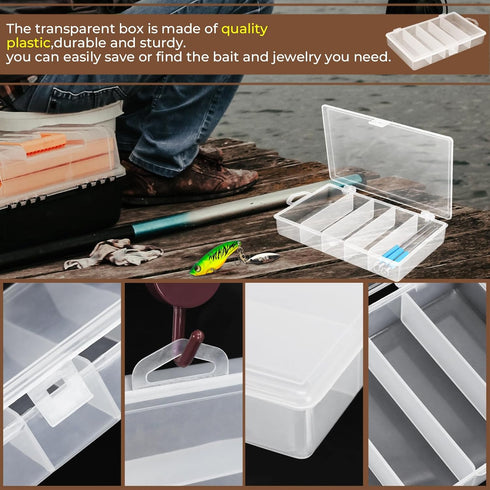 3 Pack 5 Grid Plastic Fishing Tackle Storage Box Visible Bead Jewelry Making Findings Organizer Box,6.8" x 3.5" x 1.2"...