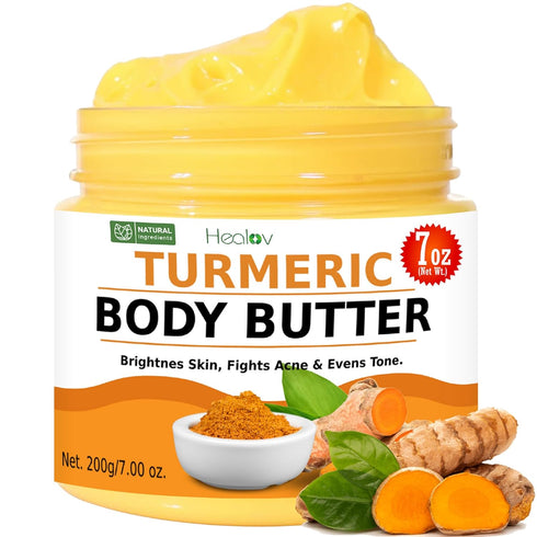 Turmeric Face Cream – All Natural Skin Brightening Lotion – Turmeric Whipped Body Butter for Dark Spots, Hyperpigmentation – Turmeric Skincare Cle...