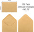150 Pack Gift Card Envelopes, 4" x 2.75" Mini Envelopes, Brown Kraft Business Card Envelopes, Small Envelopes for Holidays, Weddings, Baby Showers...