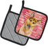 Caroline's Treasures BB9798PTHD German Shepherd #2 Love Pair of Pot Holders, Red Kitchen Heat Resistant Pot Holders Sets Oven Hot Pads for Cooking...