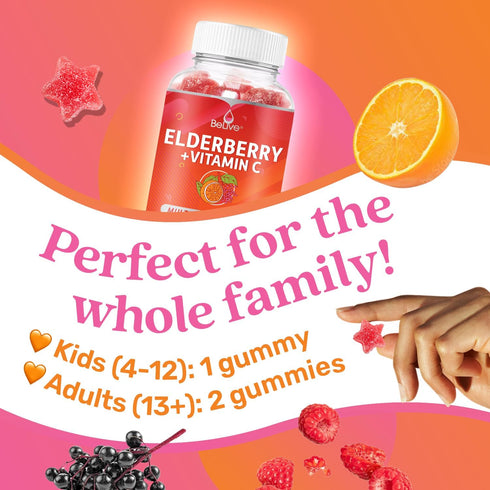 BeLive Elderberry Gummies with Zinc and Vitamin C, D, A, E, B12-50 Ct I Immune Support Supplement for Healthy Bones & Teeth, Vegan, Keto & Non-GMO...