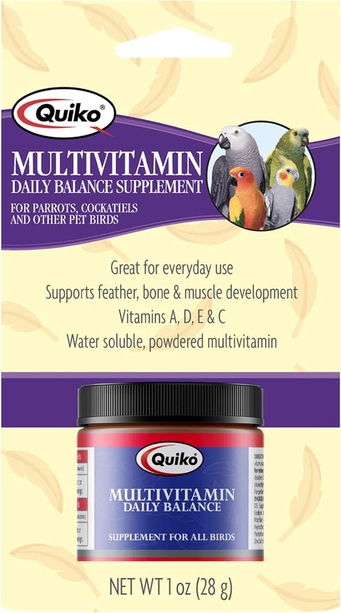Quiko Multivitamin Daily Balance Vitamin & Mineral Supplement for All Pet Birds, 1.0 Ounce...
