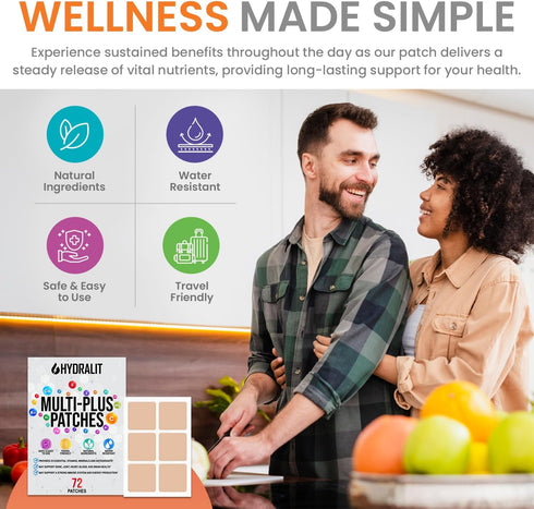 Multi Plus Topical Patch for Adults Men Women Essential Daily Healthy Patches Natural Boost Time-Released Formula All Day Nutrition Immune Support...