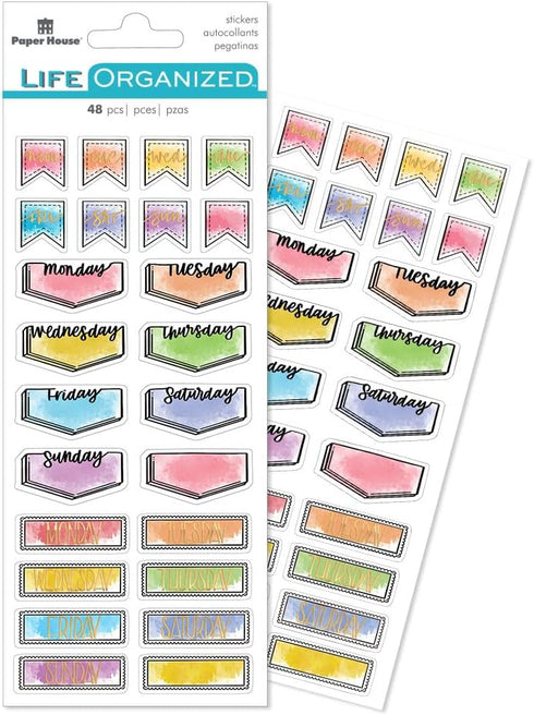 Paper House Productions Planner Sticker Day Tracker Set of 4 Packs of Sticker Sheets for Planners, Journaling and Crafting...