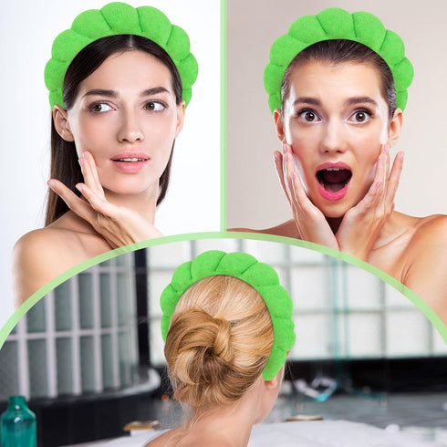 Women Spa Headband for Washing Face Makeup Headband Puffy Sponge Headbands Skincare Headbands for Women Girls Terry Cloth Headband for Skincare Ma...
