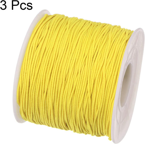 3pcs Elastic Beading Cord for Bracelet 1mm Dia 328ft Stretchy String Sturdy Elastic String for Jewelry Making, Necklaces, Beading, Yellow...
