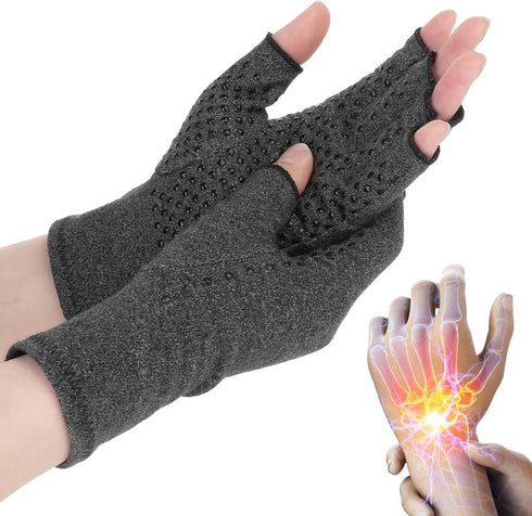 Qianyu Arthritis Compression Open-Fingertip Gloves for Men and Women Keep Hands Warm Rheumatoid Tendonitis Swelling Carpal Tunnel Pain Anti-Slip F...