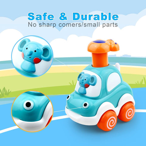 Baby Toy Cars for 1 +Year Old Boy - Toddler Toys Age 2 3 4 Year Old Boy Gifts, Animal Cartoon Press and Go Cars for Toddlers 2-4 Birthday Toys...