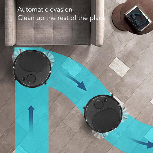 Smart Sweeping Robot, Robot Vacuum Cleaner ABS Multifunctional USB Charging Automatic Avoidance for Marble (Black)...