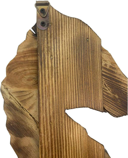 Rustic Wooden Nautical Hanging Handcarved Seahorse Wall Decor,Distressed Seahorse Wall Sculpture Indoor Outdoor Beach Themed Decoration 16''H...