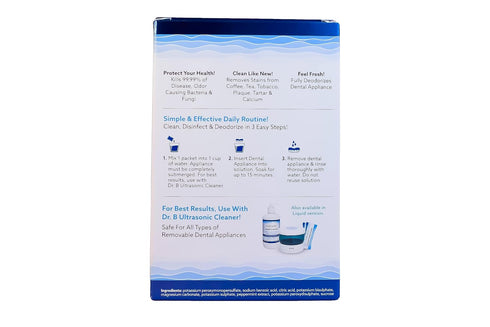 Dr. B Dental Solutions Powder Crystal Soak Cleanser, Ideal for Oral Appliances, Dentures, Night Guards, Retainers, Aligners, and Sleep Apnea Devic...