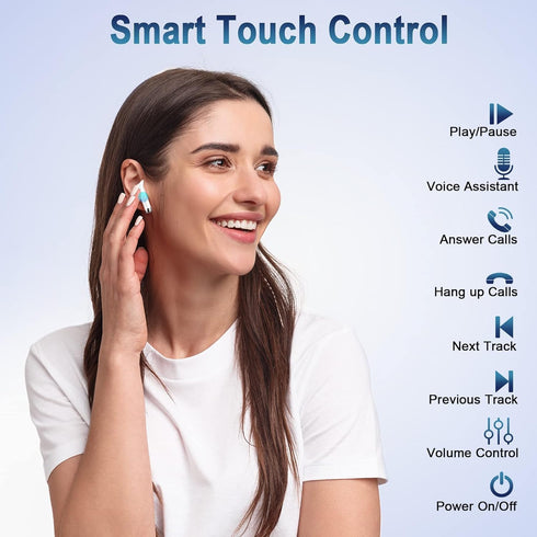 Wireless Earbuds, 2024 Bluetooth Headphones V5.3 Ear Buds Built-in ENC Noise Cancelling Mics, 40H Stereo Bass Bluetooth Earbuds with Dual LED Disp...