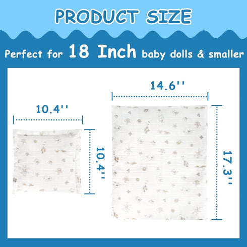 18 Inch Doll Bedding 2 Pc. Set - Reversible Print Baby Doll Bedding Accessories with Comforter and Pillow - Fits American Girl Dolls and Other 18 ...