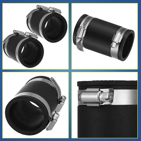 2 Pcs Flexible TPE Coupling with Stainless Steel Clamps for Plastic and Copper Plumbing Connections, High Temperature Resistant Material, Black (1...