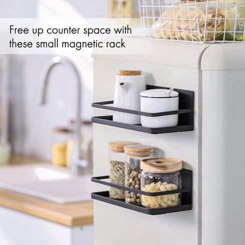 KES Magnetic Spice Rack for Refrigerator, Magnetic Shelf Spice Shelf for Kitchen, Fridge Shelves Space Saver 2 Pack Matte Black, KRR502-BK-P2...
