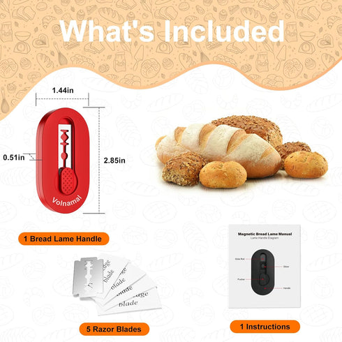 Magnetic Bread Lame Dough Scoring Tool - Push-pull Handle for Perfect Bread Scoring Tool for Sourdough Baking & Bread Making Tools, Sourdough Star...