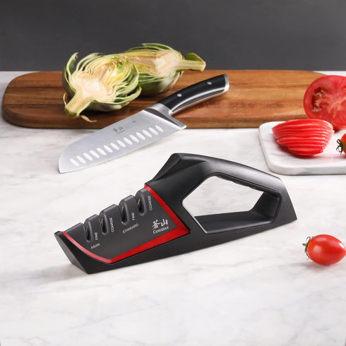 Cangshan SHARK Series 1026818 4-Stage Knife Sharpener, Red...