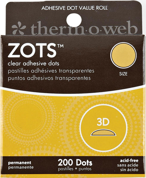 Thermoweb Zots Clear Memory Adhesive Dots, 3-D, 200 per Pack - 3 PACKS...
