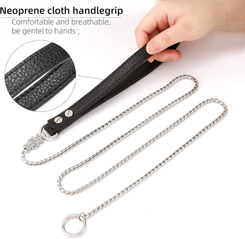 CaptainSteeL Stainless Steel Dog Leash, 3ft, 4ft, Integrated Dog Collar and Leash, 5mm 1m/1.2m Metal Dog Leash for Small and Large Pets, with Leat...