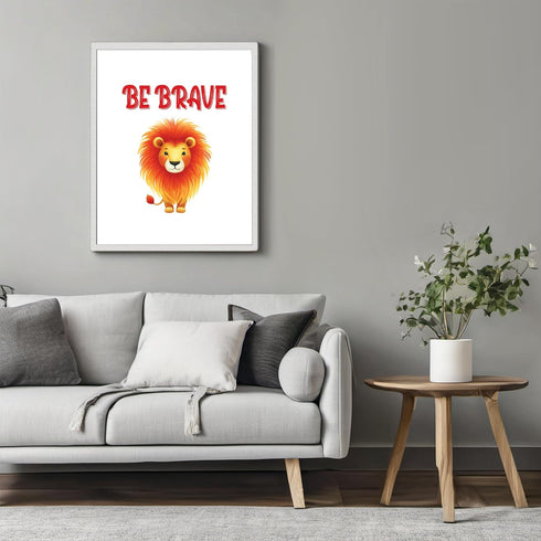Posterizer 1 pcs-be brave-cute lion quote-Kids Room Art-Motivational & Inspirational Art-Gift for Daughter, Son, Kids-decor for nursery toddlers k...