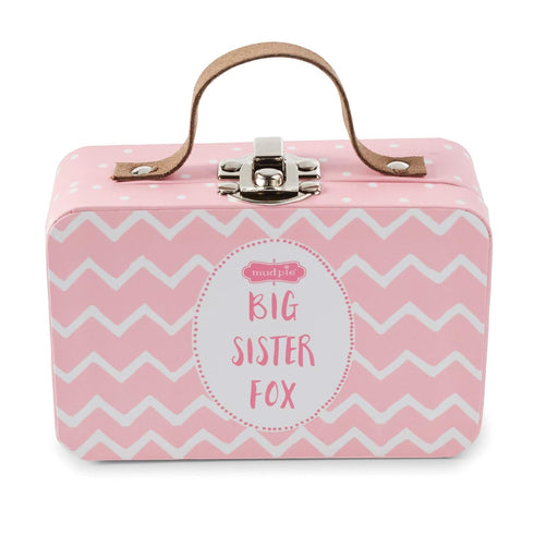 Mud Pie Mini"I'm A Big Sister" Fox Set, Pink, 4.5" x 3"x 1.5" , 2 Piece Set...