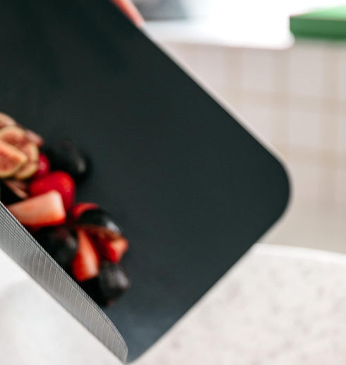Dexas Heavy Duty Cutting Board Grippmat, Flexible Cutting Boards for Kitchen, Set of 4, Non Slip Plastic Board Cutting Mat 5.5 by 8 Inches Gray, R...