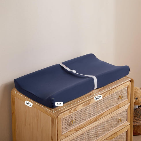 TILLYOU Changing Pad Cover Set in Soft Jersey Material - Fits 32"/34''x16 Contoured Pad for Babies, Navy Blue & Lt Gray...