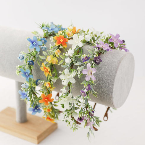 Handmade White Flower Crown Green Leaf Headband Floral Headpiece Fairy Hair Wreath Flower Hair Accessories for Girls Weeding Bride Cosplay Party...