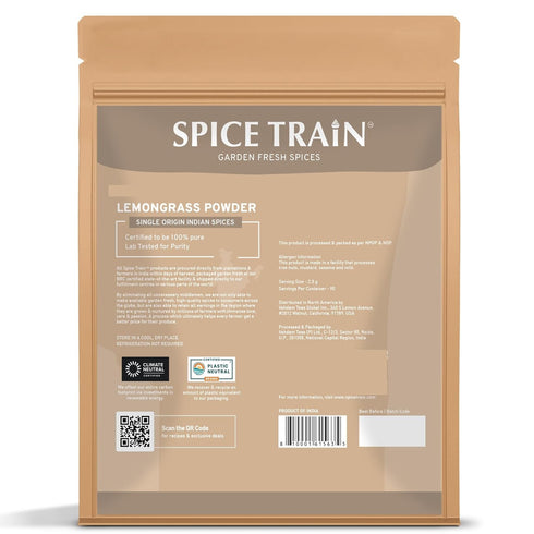SPICE TRAIN Lemongrass Powder (226g/8oz) Non GMO, Gluten Free, 100% Raw, Sourced from India, For Cooking, Smoothies, Tea, Packed in Resealable Zip...