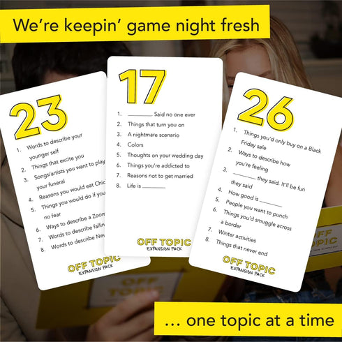 OFF TOPIC Adult Party Game Expansion Pack - 128 New Topics for The Fun Board and Card Game for Group Game Night...