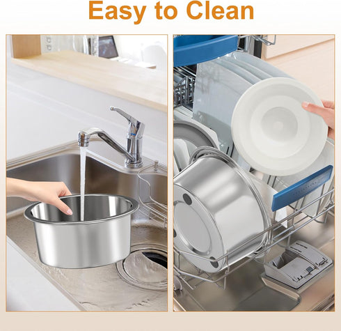 No Spill Water Bowl for Dogs, 2L/70oz Stainless Steel Dog Water Bowl Splash Proof Pet Water Dispenser, Slow Drinking Bowl for Messy Dogs, Cats...