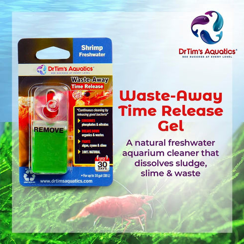 DrTim’s Aquatics Freshwater Waste-Away Time Release Leave-in Gel–Natural Cleaner for Shrimp Aquariums - Solution for Dissolving & Cleaning Organic...