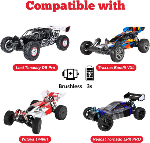 HobbyPark 12mm Hex RC Buggy Tires and Wheels Front & Rear for 1/12 1/10 Scale Models Car fit 2S 3S, Set of 4...