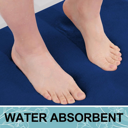 Smiry Memory Foam Bath Mat 24x16, Extra Soft and Absorbent Bathroom Mats, Non Slip Washable Carpet for Floor, Shower and Tub, Navy Blue...