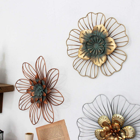Funerom Golden Floral Wall Decoration Metal Flower Wall Decor 11x1.5x11 inches...