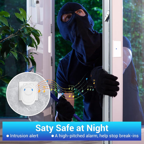 Door Chime, Wireless Door Chimes When Door Opens, Door Sensor Chime with 58 Music Prompts, 5 Volume Levels, LED Indicator and 160FT Range for Busi...