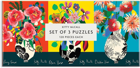 Galison Kitty McCall Puzzle Set, Includes 3 Coordinating 120-Piece Puzzles, 5.5” x 8” Each – Art Puzzle with Illustrations with Vibrant Colors, Th...