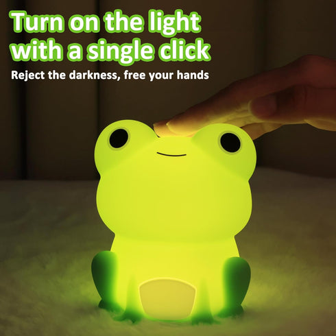 Frog Night Light, Frog Gifts for Girl, Frog Lamp Gifts Bedside Lamp for Nursery, ABS+SIL, Touch Control, Portable and Rechargeable Dimmable, Birth...