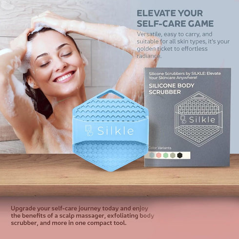 Silicone Body Scrubber - Exfoliating Bath Brush and Skin Cleanser - Shower Sponge for Gentle Body Scrub and Wash - Silicone Scrubbing Care Tool fo...